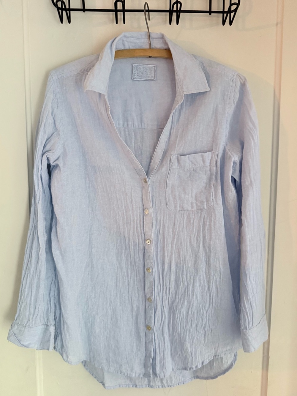 Sigrid Olsen Pale Blue Linen Button-Down Shirt